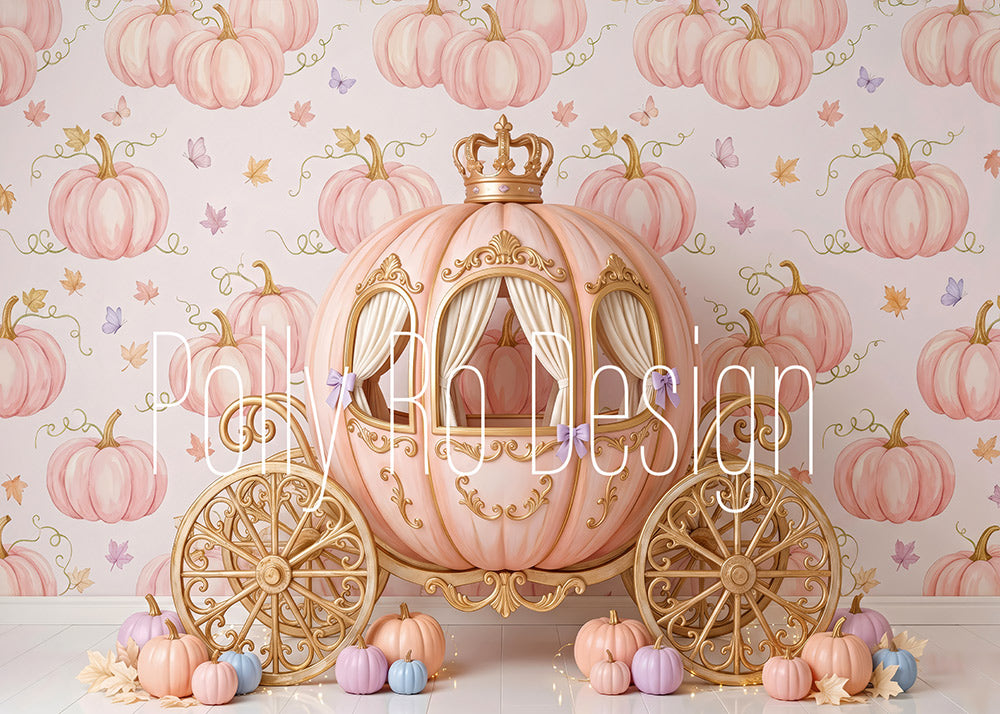 Avezano Pink Pumpkin Carriage Princess Photography Backdrop Designed By Polly Ro Design