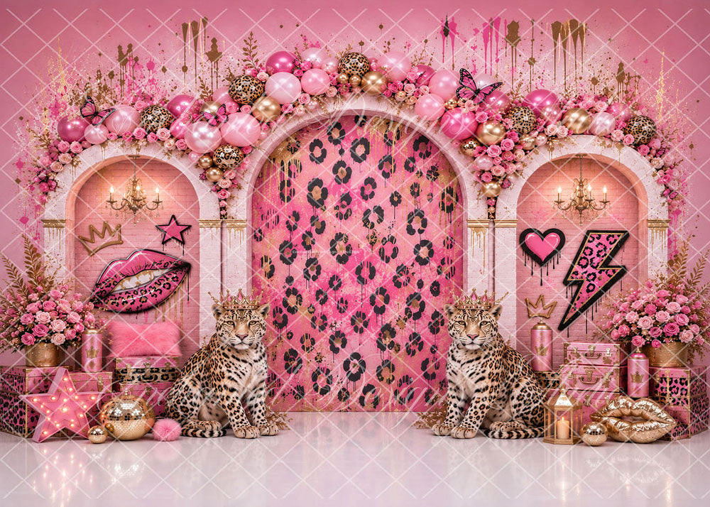Avezano Pink Leopard Print Arch Birthday Party Backdrop Designed By Enchanted Design Studio