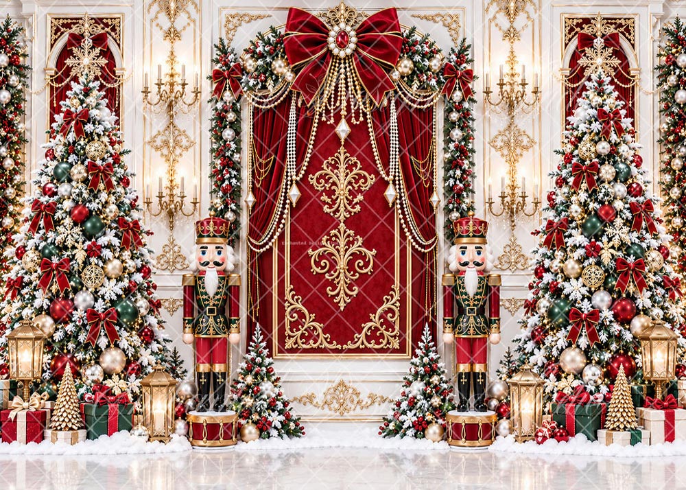Avezano Red Gold Nutcracker Christmas Arch Backdrop Designed By Enchanted Design Studio