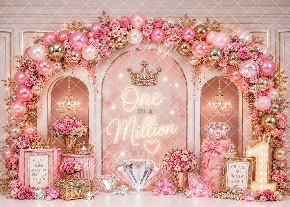 Avezano One In A Million Pink Diamond Girl Birthday Backdrop Designed By Enchanted Design Studio