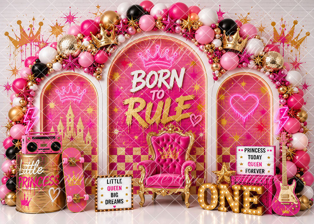Avezano Born To Rule Hot Pink Princess 1st Birthday Backdrop Designed By Enchanted Design Studio