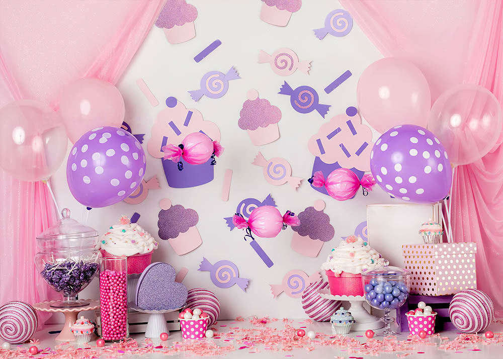 Clearance Sale Avezano Pink Purple Candy Party Photography Backdrop