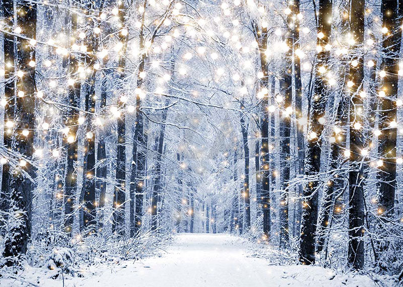 Avezano Winter Snow Trees Scene Photography Backdrop-AVEZANO