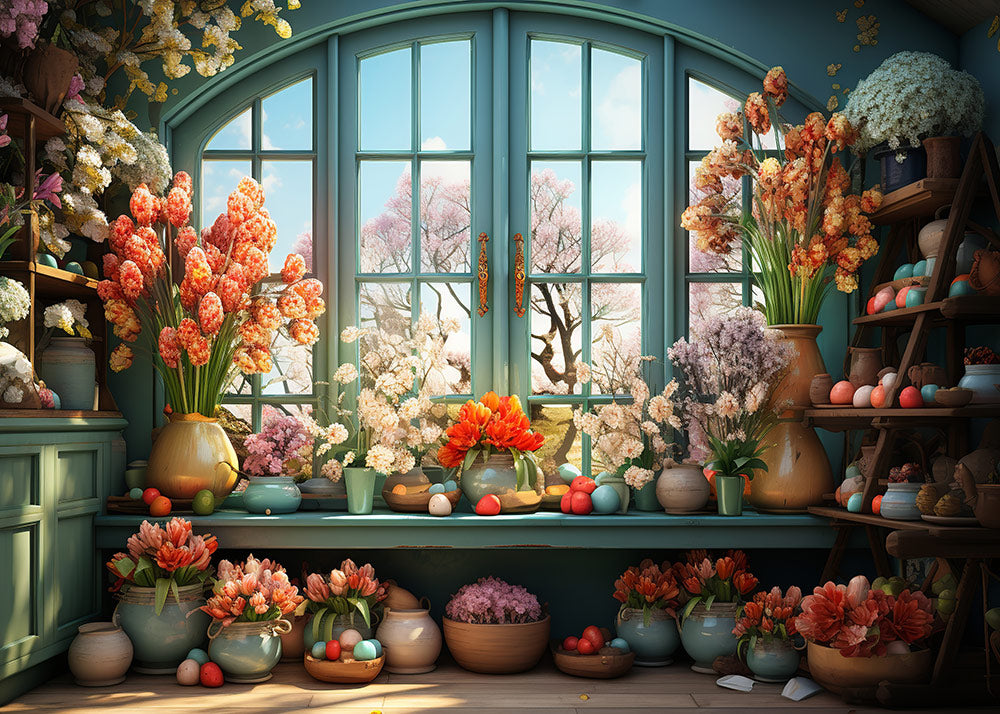 Toile de fond pour photographie de décoration florale de Pâques au printemps Avezano