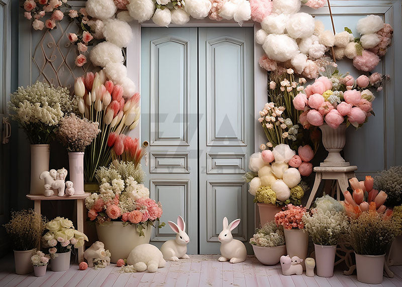 Avezano Spring Easter Potted Flowers Photography Backdrop