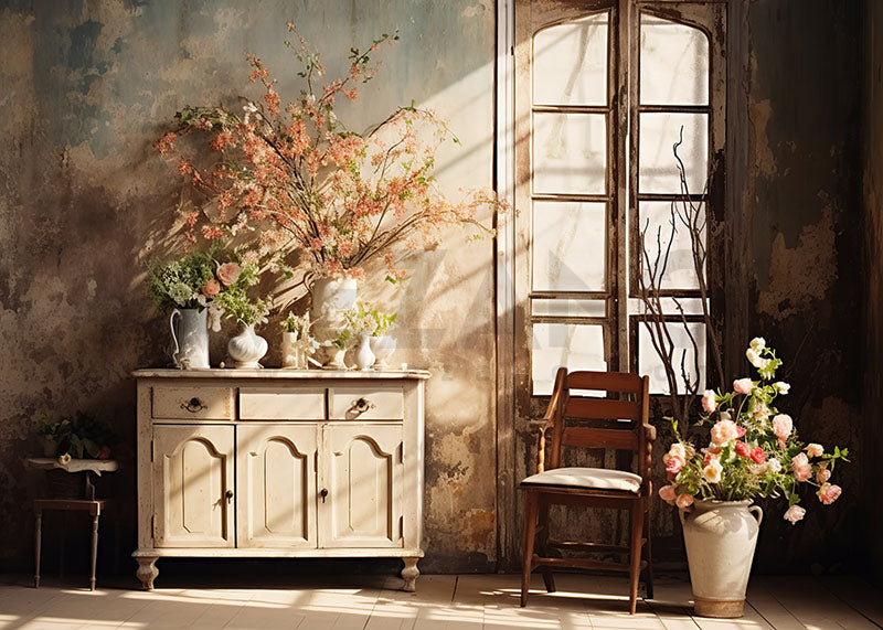 Avezano Spring Retro Room and Sunshine Photography Backdrop