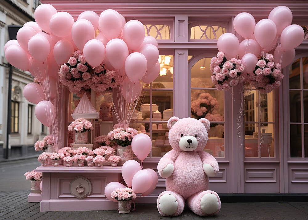 Avezano Valentine's Day Big Bear and House Photography Backdrop