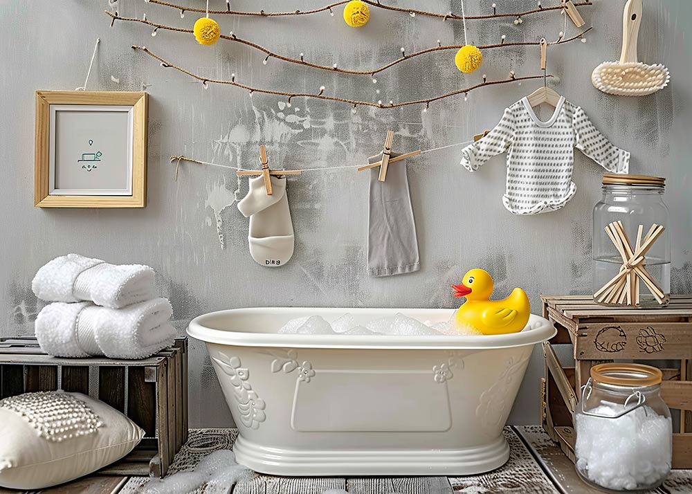 Avezano Baby Bathroom Gâteau d'anniversaire Smash Photographie Fond