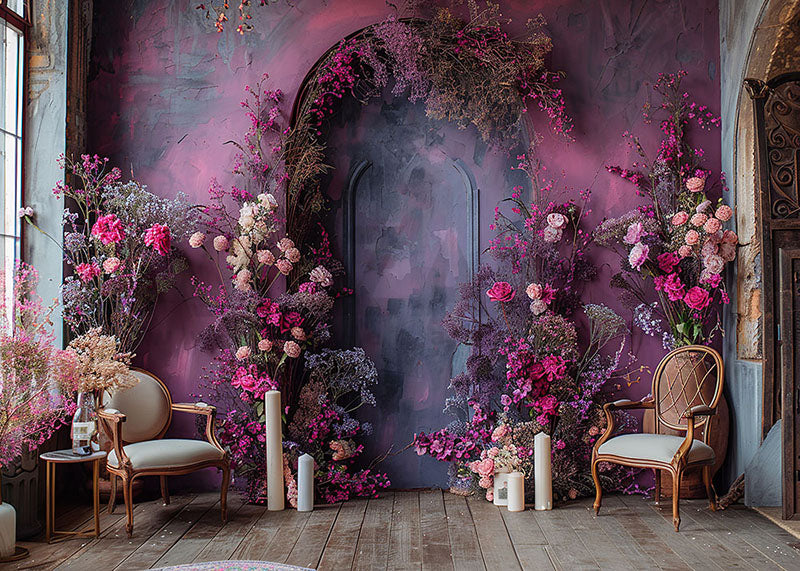 Avezano Spring purple painting Wall Photography Backdrop