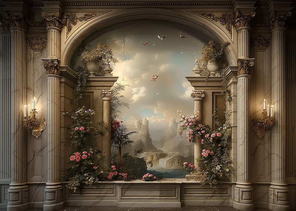 Clearance Sale Avezano Ornate Classical Archway Garden Photography Backdrop