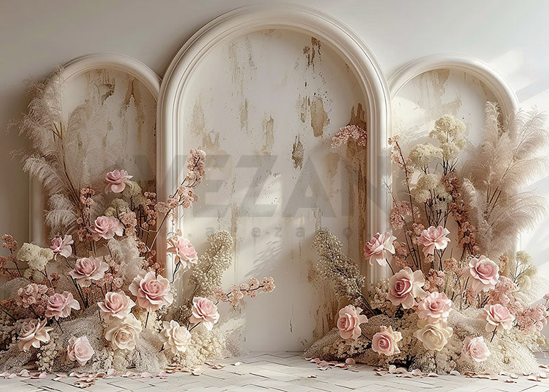 Avezano Spring Bohemian Pink Flowers Toile de fond pour photographie de la fête des mères