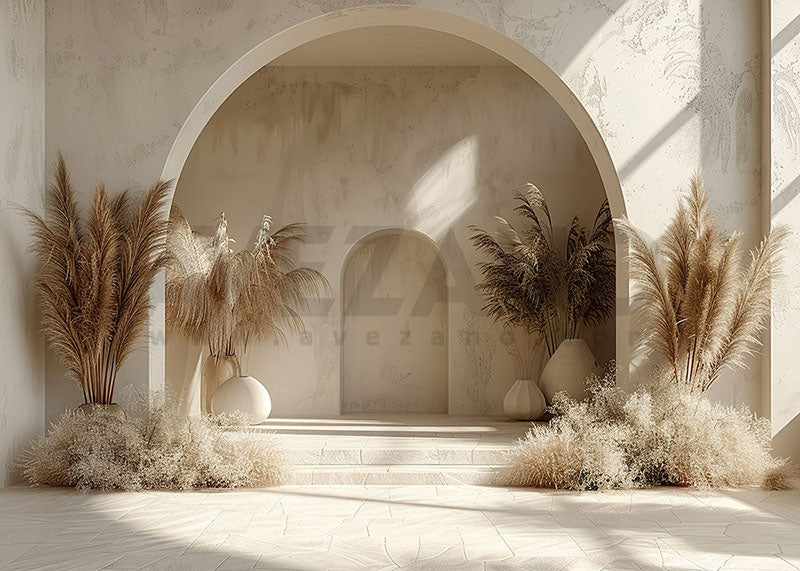 Toile de fond pour photographie de la fête des mères avec arche lumineuse de la salle de printemps d'Avezano