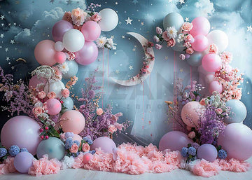 Avezano Balloons and Flowers Starry Sky Theme Photography Background