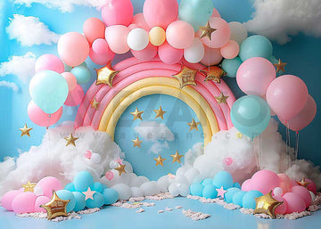 Avezano Rainbow Balloons Kids Birthday Party Photography Background