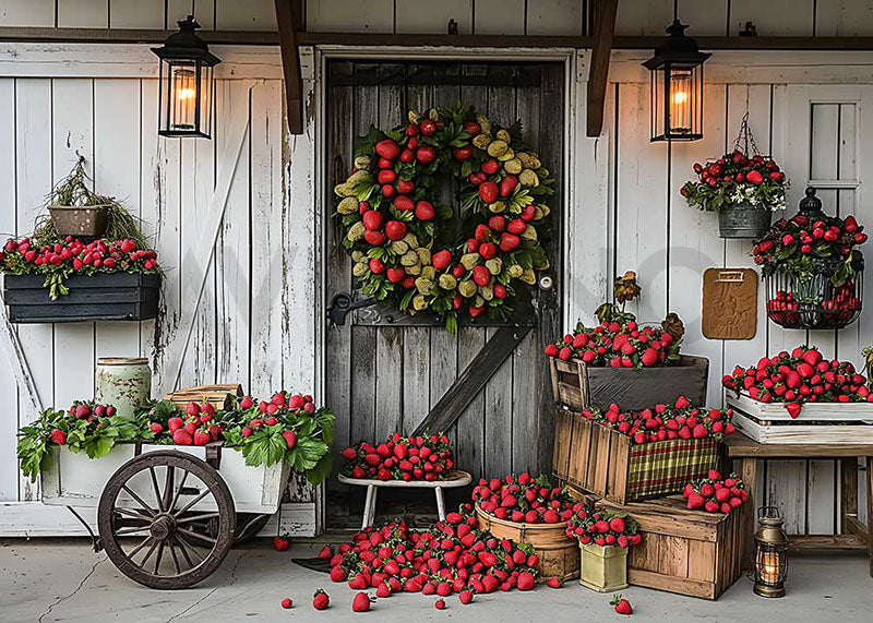 Toile de fond pour photographie de la récolte de fraises de printemps d'Avezano