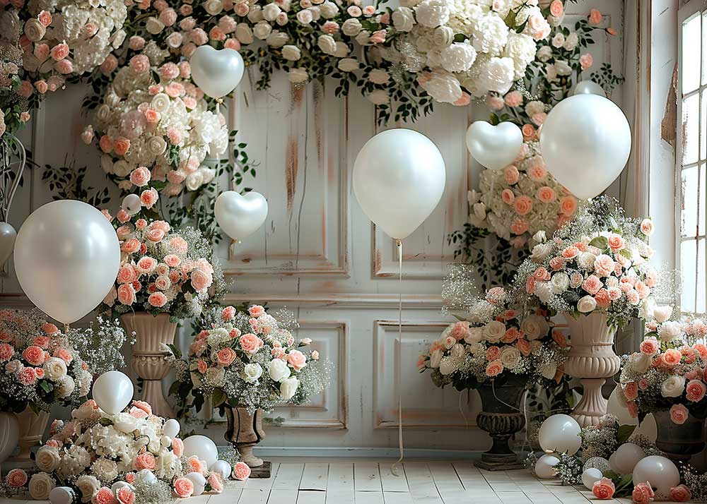 Avezano Bohemian Wedding White Wall and Flower Arch Photography Background