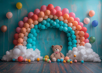 Avezano Colorful Balloon Rainbow Birthday Party Photography Background