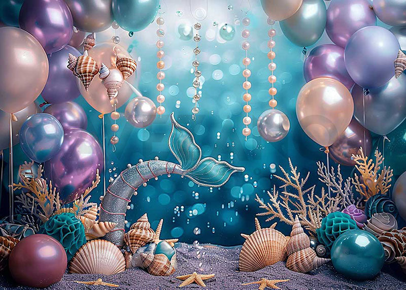 Avezano Summer Underwater World Themed Mermaid Tail Photography Backdrop