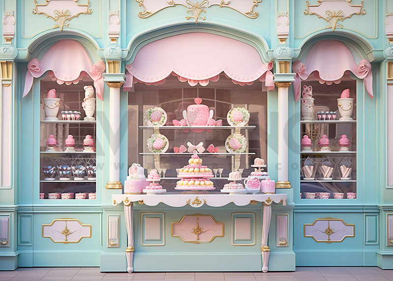 Fond de photographie de fête d'anniversaire de magasin de desserts de gâteaux Avezano