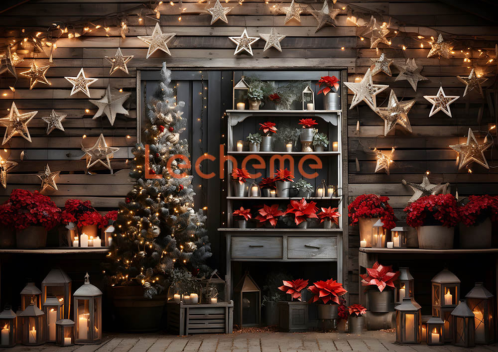 Avezano Christmas Tree and Star Decoration Photography Backdrop By Lecheme Ruby Gu