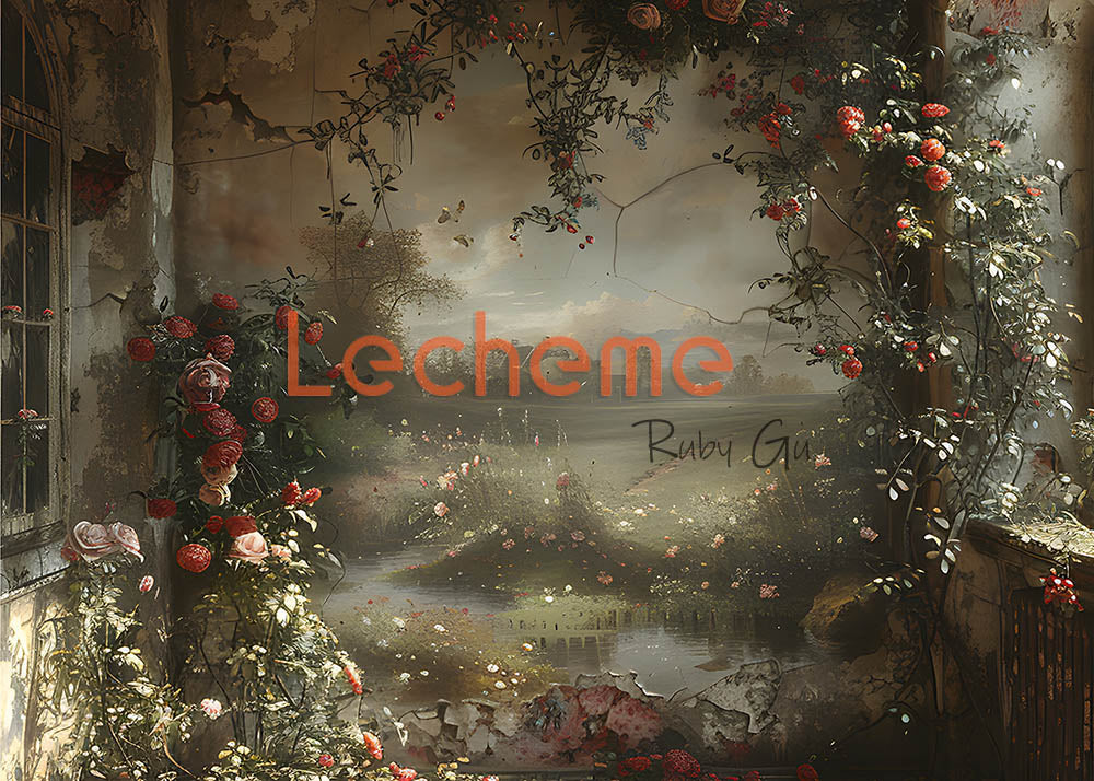 Toile de fond pour photographie de murs et de roses de peinture Avezano par Lecheme Ruby Gu