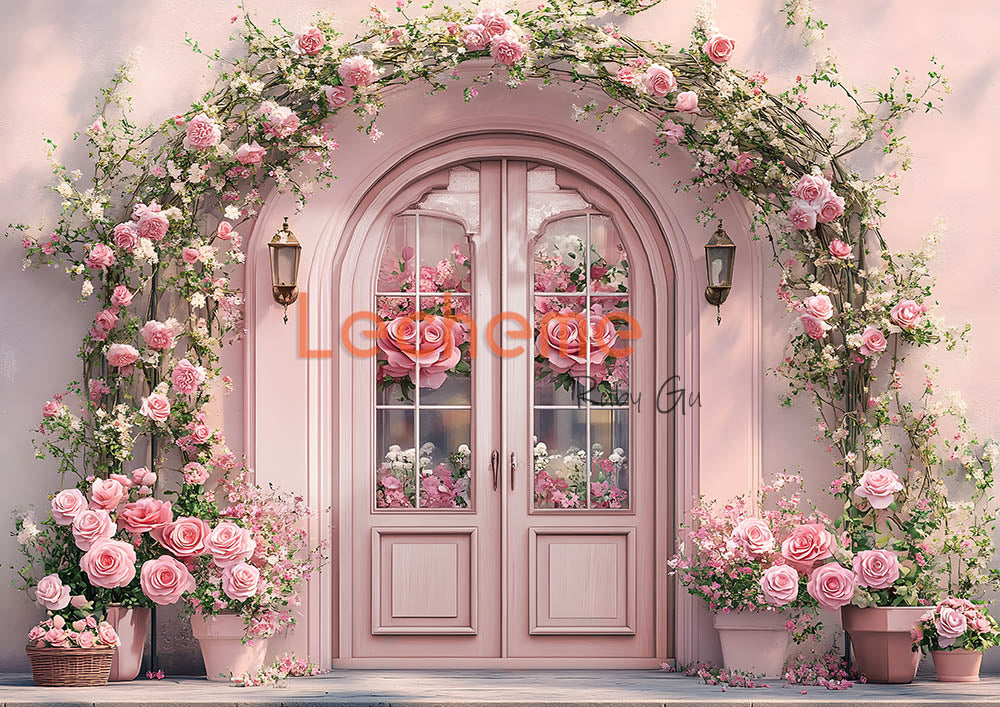 Avezano Pink Rose Shop Valentine's Day Photography Backdrop By Lecheme Ruby Gu