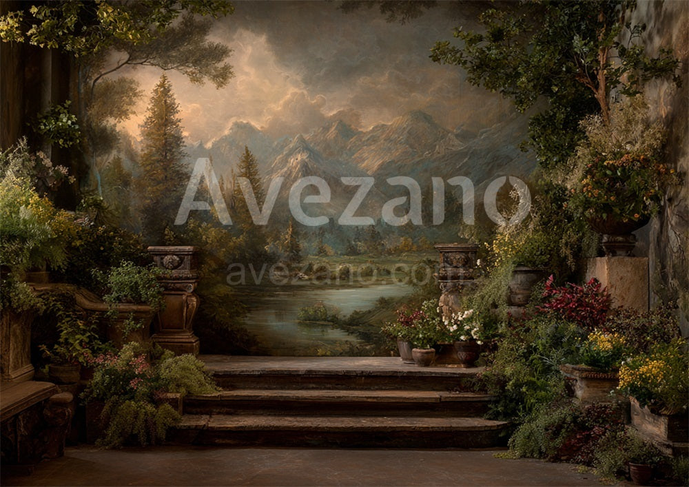 Toile de fond murale rétro de peinture à l'huile d'Avezano pour la photographie