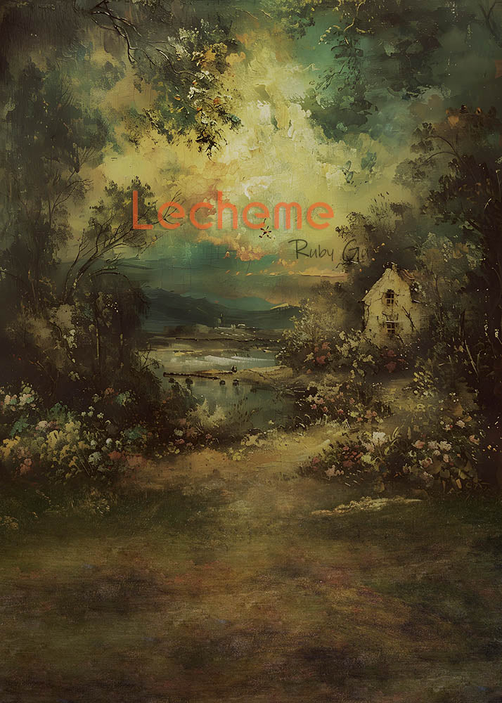 Toile de fond pour photographie de peinture à l'huile de la vieille maison d'Avezano par Lecheme Ruby Gu