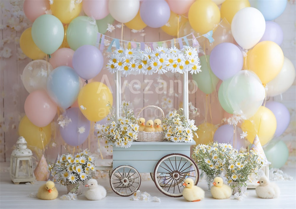 Toile de fond pour photographie de baiser de roses et de ballons de la Saint-Valentin d'Avezano conçue par Polly Ro Design