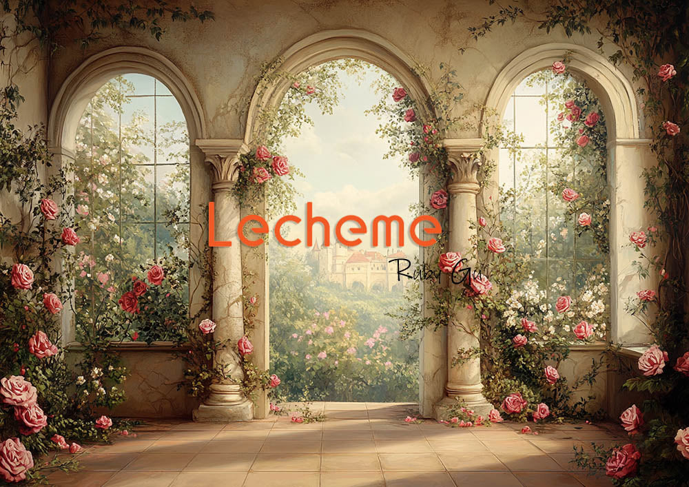 Toile de fond pour photographie de la salle Bohemia Beige Arch d'Avezano par Lecheme Ruby Gu