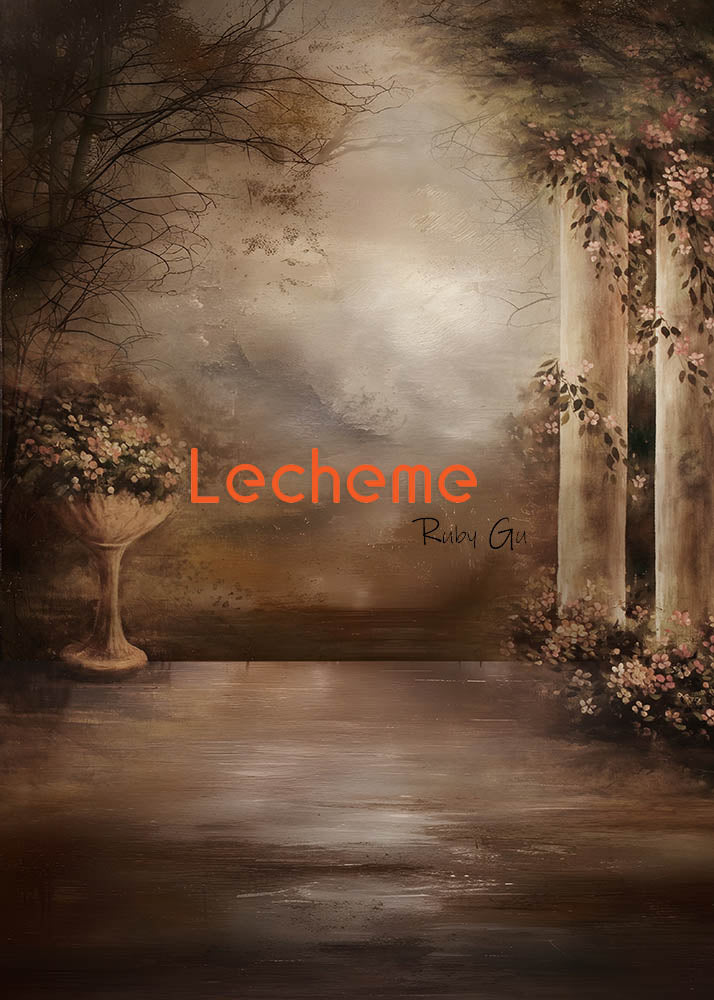 Colonnes et fleurs de style peinture à l'huile d'Avezano Toile de fond pour photographie par Lecheme Ruby Gu