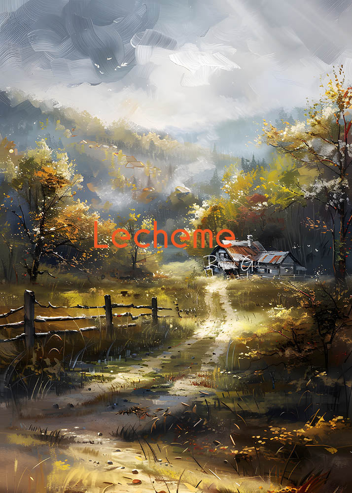 Toile de fond pour photographie de peinture à l'huile rurale sombre d'Avezano par Lecheme Ruby Gu