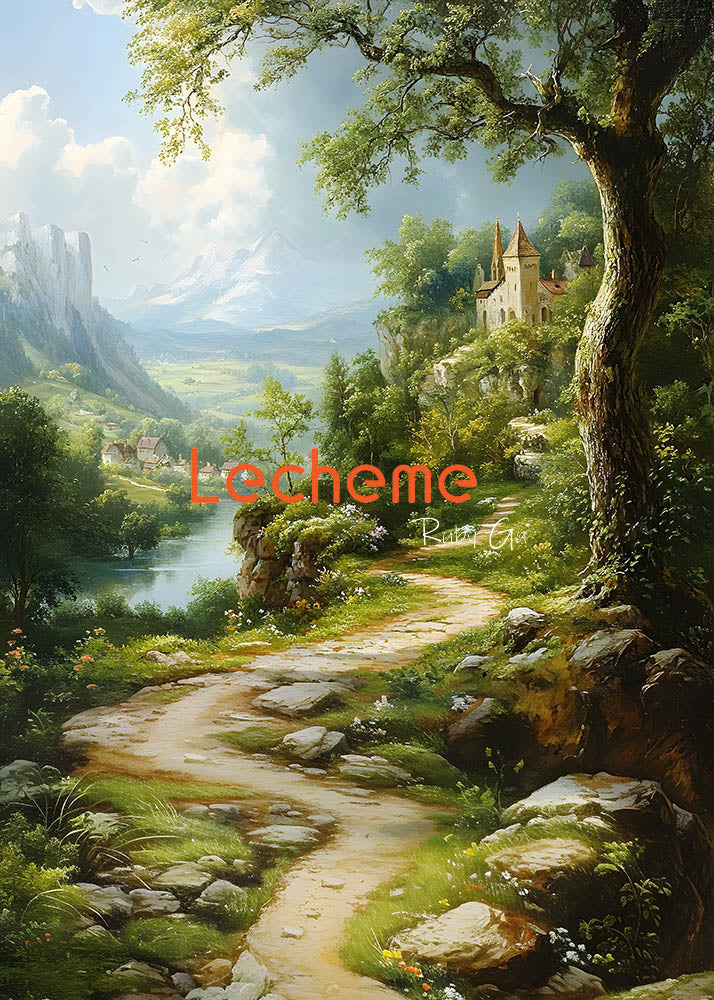 Avezano Spring Oil Painting Path to the Castle Photography Backdrop By Lecheme Ruby Gu