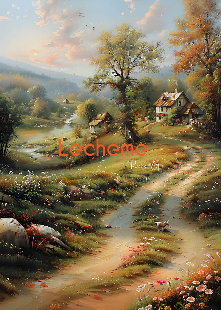 Toile de fond pour photographie de chemin au bord de la rivière, peinture à l'huile d'Avezano par Lecheme Ruby Gu