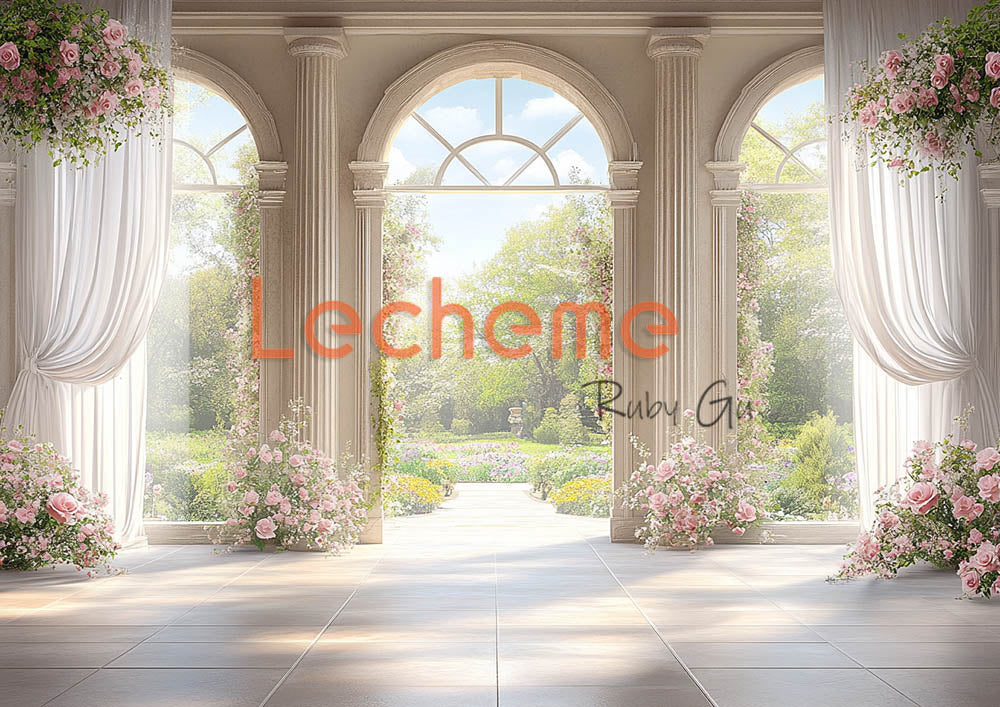 Toile de fond pour photographie de roses printanières et de moustiquaires d'Avezano par Lecheme Ruby Gu