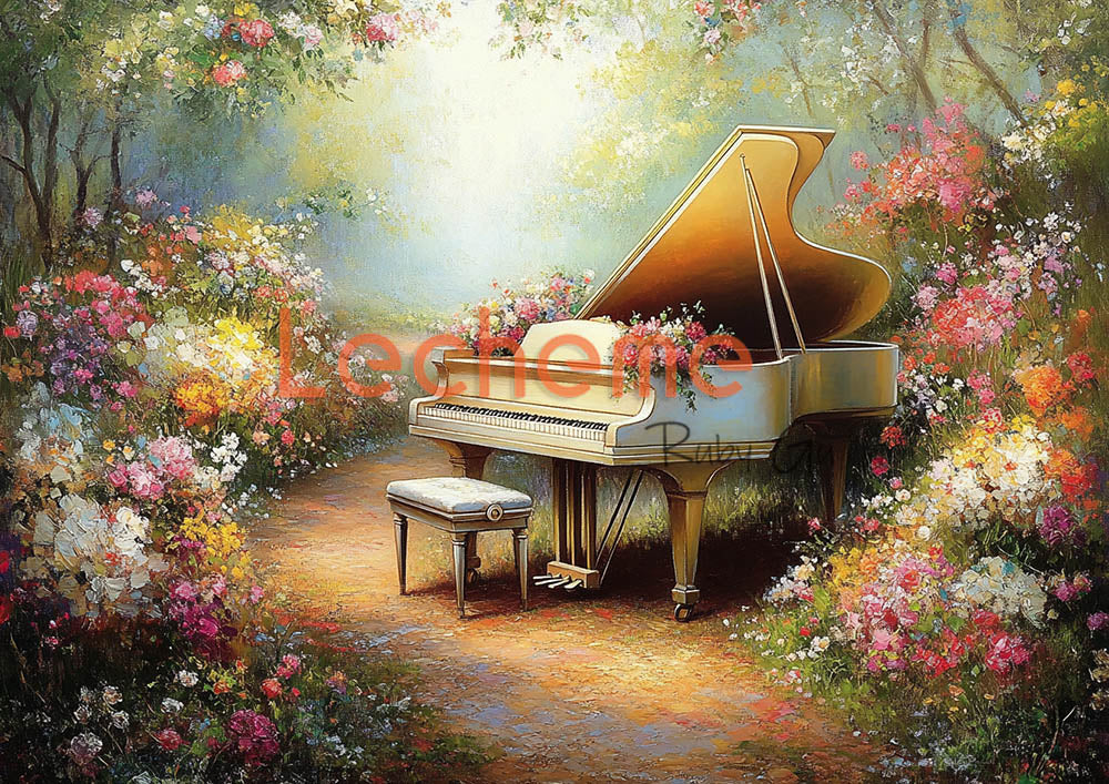 Toile de fond pour photographie du piano printanier d'Avezano près du chemin du jardin par Lecheme Ruby Gu