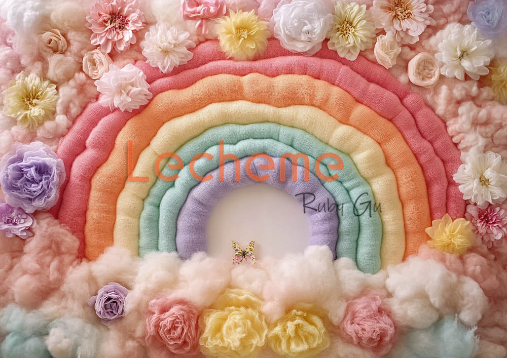 Toile de fond pour photographie Avezano Rainbow Floral B par Lecheme Ruby Gu