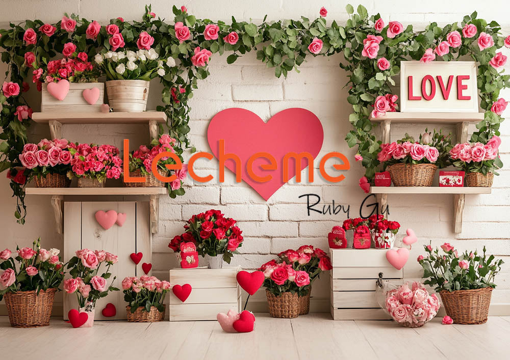 Avezano Valentine's Day Love Card and Roas Photography Backdrop By Lecheme Ruby Gu