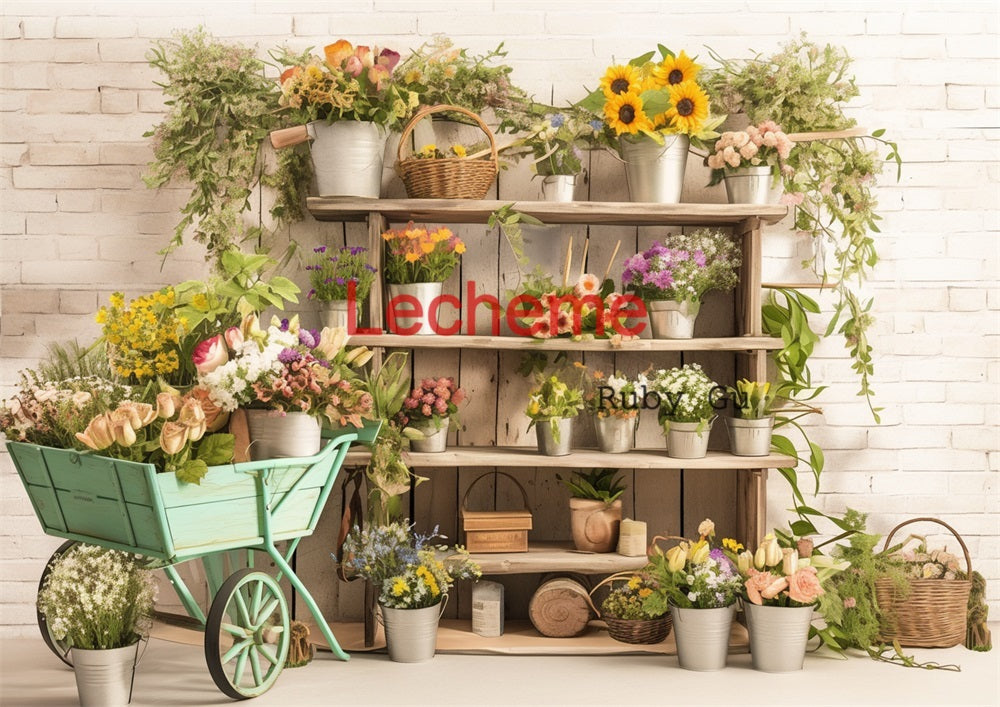 Avezano Spring Fresh Flower Wood Plank Photography Backdrop By Lecheme Ruby Gu