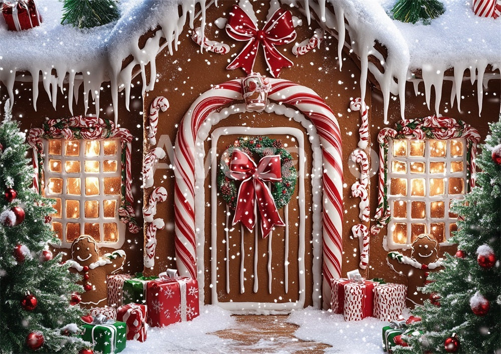 Toile de fond pour photographie de sapin de Noël blanc et de cadeaux d'Avezano