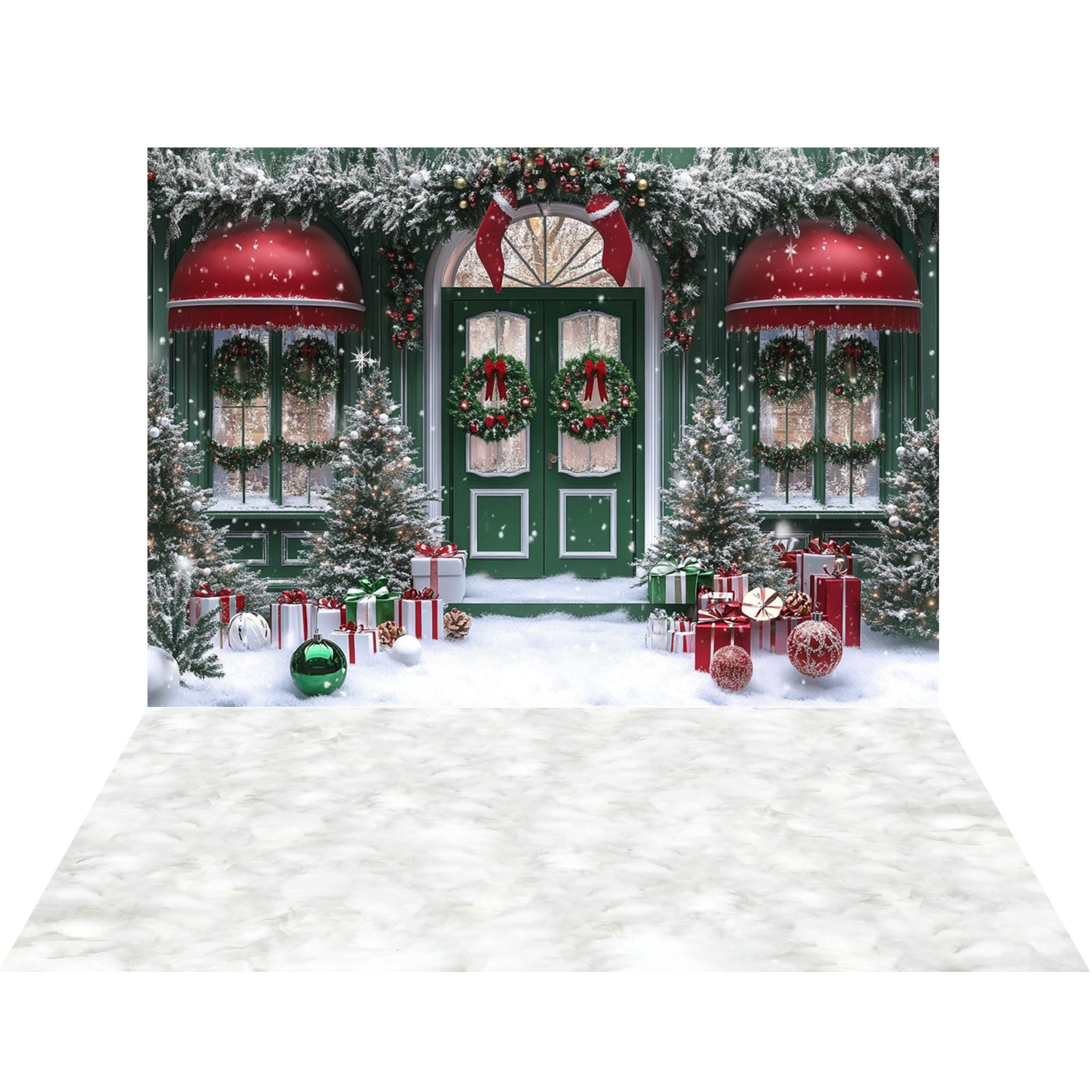 Avezano Christmas Fireplace Interior 2 pcs Set Backdrop holiday gift