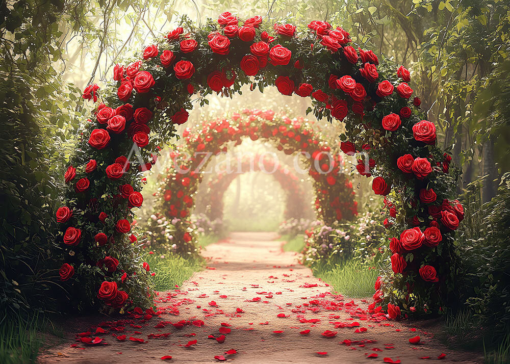 Avezano Valentine's Day Red Rose Arch Photography Backdrop