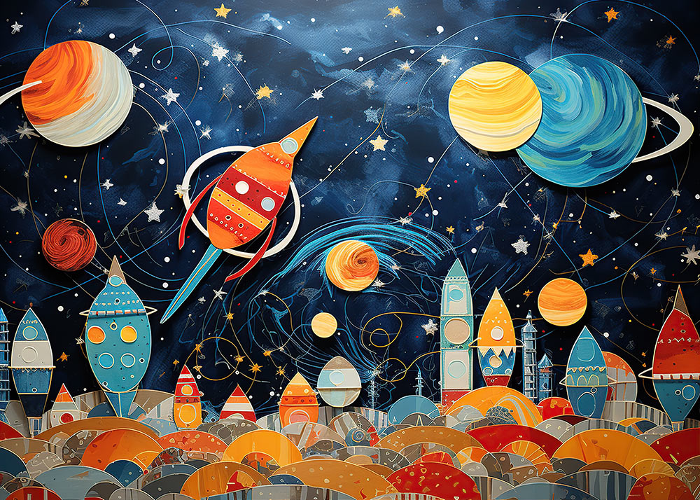 Photographie d'étoiles et de fusées spatiales d'Avezano