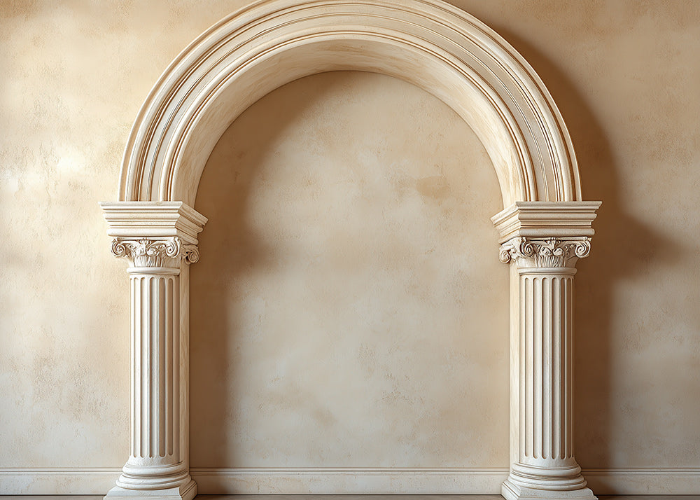 Toile de fond pour photographie de piliers en arche beige Boho d'Avezano