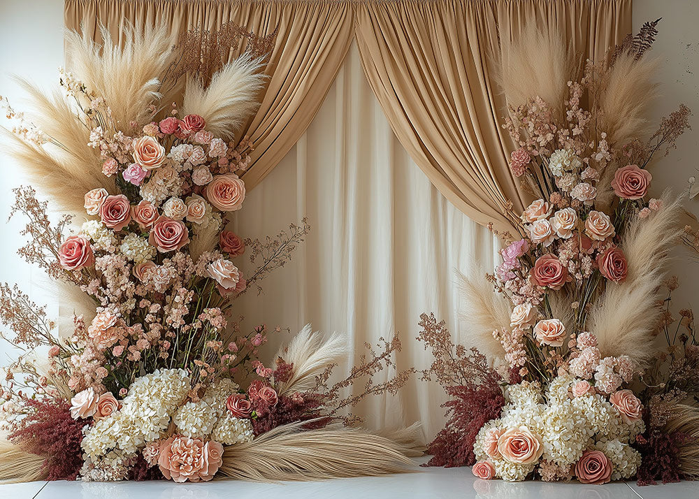 Toile de fond pour photographie de roses et de fenêtres bohèmes d'Avezano