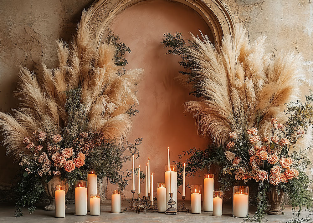 Arches d'Avezano et toile de fond pour photographie de bougies allumées