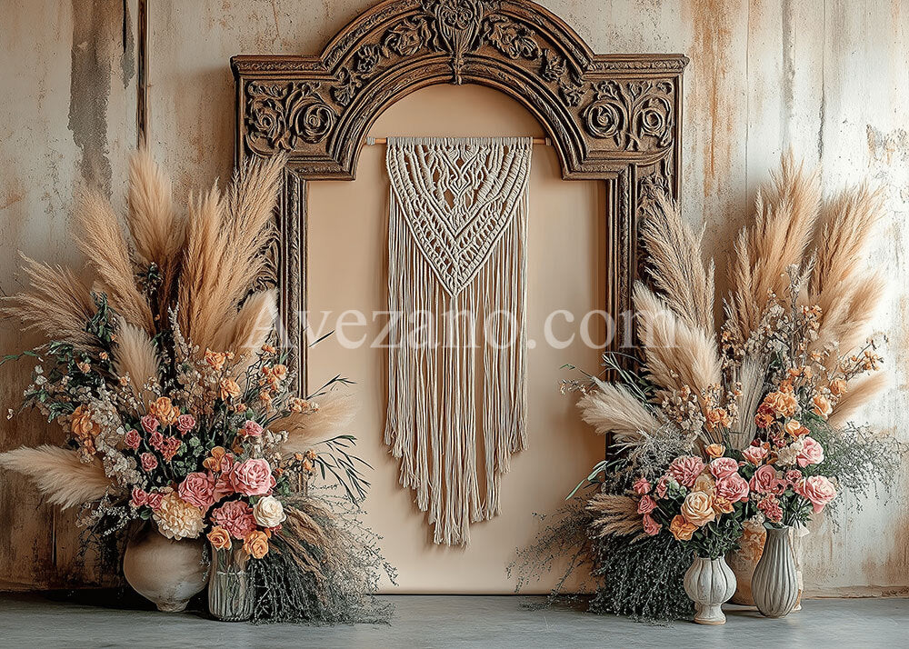 Avezano Bohemian Reed and Weave Photography Backdrop