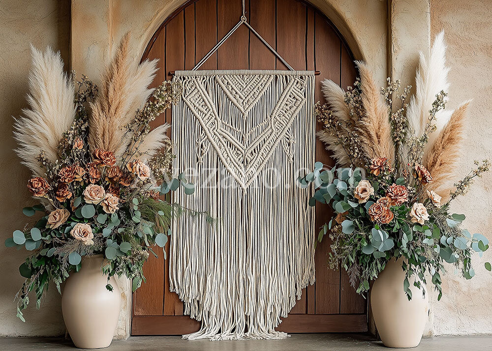 Avezano Doors and Bohemian Flower Arrangements Photography Backdrop