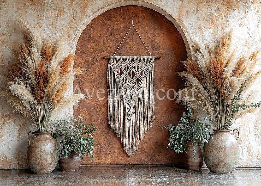 Avezano Arch and Bohemian Flower Arrangements Photography Backdrop
