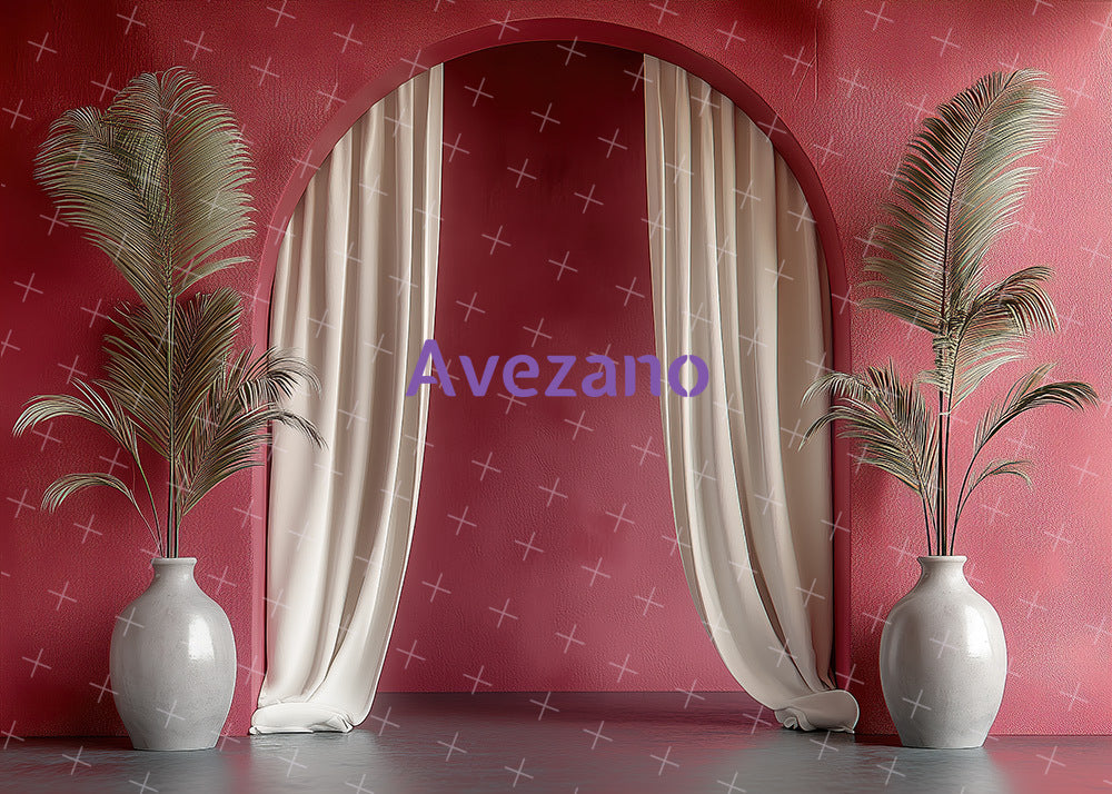 Toile de fond pour photographie de la salle des roseaux, du mur et du vase d'Avezano